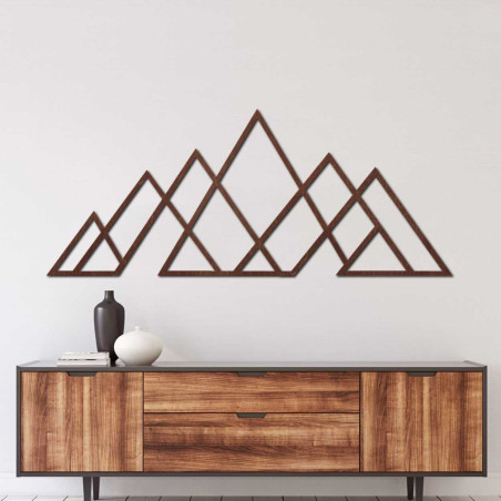 Geometrisches Bergmotiv – Wanddekoration aus Holz im modernen Stil für Natur- und Minimalismusliebhaber.