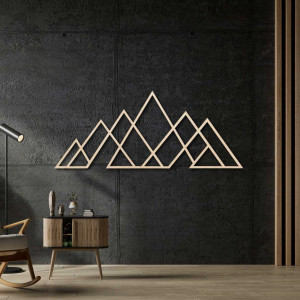Geometrisches Bergmotiv – Wanddekoration aus Holz im modernen Stil für Natur- und Minimalismusliebhaber.