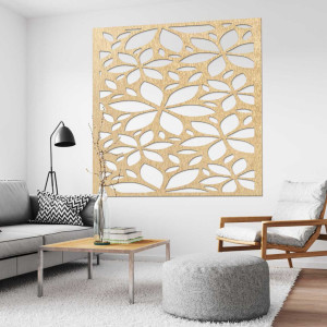 Hölzerne Wanddekoration Blumen Quadrat- SAJFO 2