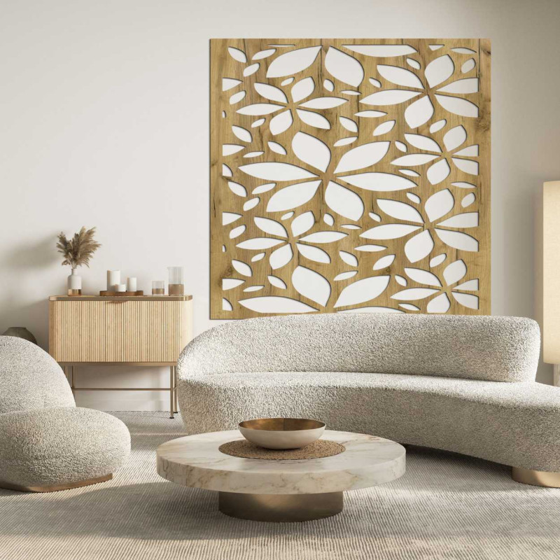 Quadratisches Blumenbild aus Holz - BOTANICA