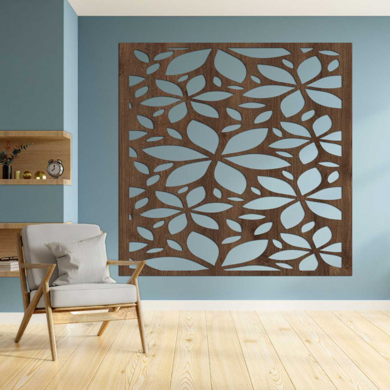 Quadratisches Blumenbild aus Holz - BOTANICA