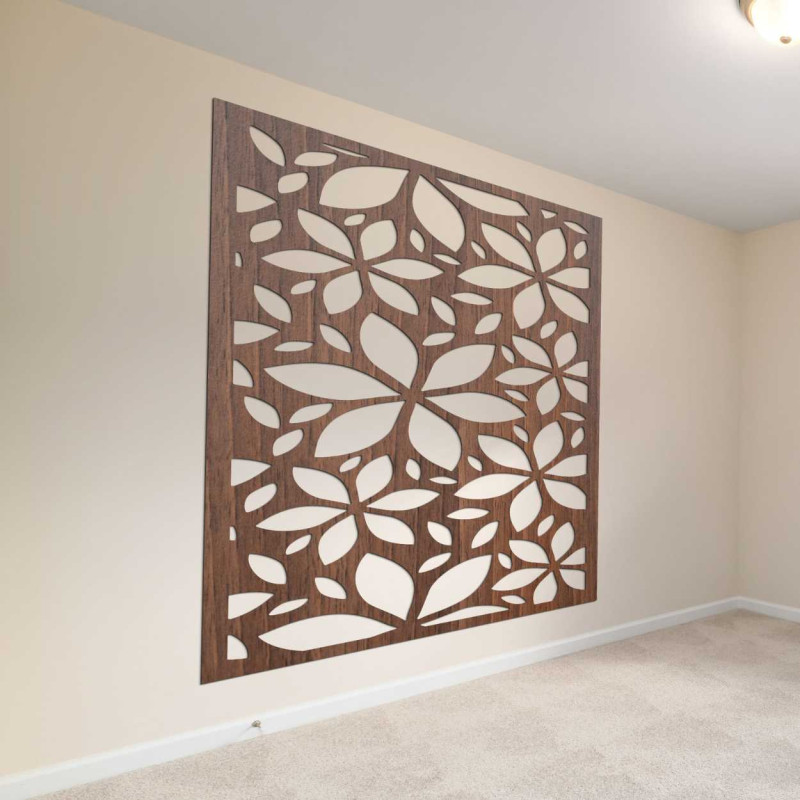 Quadratisches Blumenbild aus Holz - BOTANICA