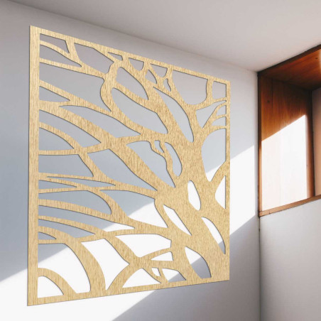 Wanddekoration aus Holz mit abstraktem Baum- und Wurzelmotiv