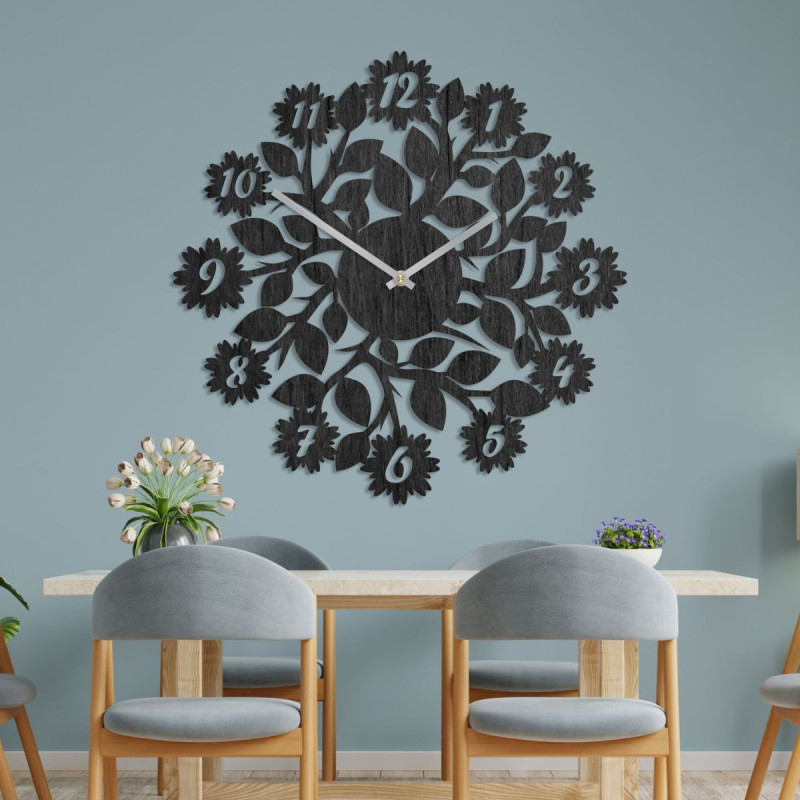 Originelle Uhr mit Zahlen, Blumen