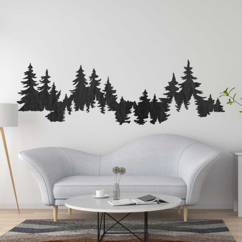 Ein moderner Raum mit natürlicher Holzdekoration in Baumform.