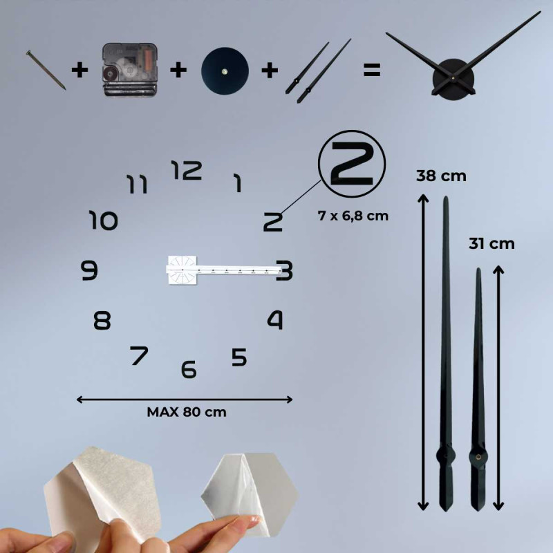 Uhrenset zur direkten Wandmontage ohne Rahmensockel.