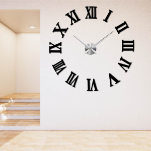 Moderne Wanduhr mit 3D-römischen Ziffern.