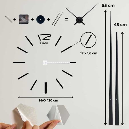 Spiegelklebe-Wanduhr, luxuriöse DIY-Wanduhr mit goldenen Details und minimalistischem Design