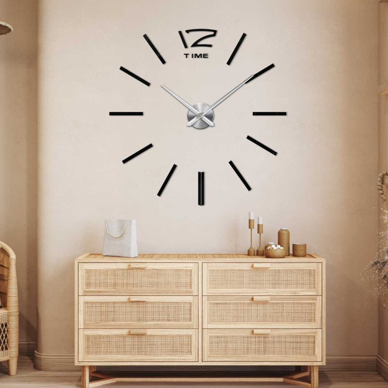 3D-Wanduhr mit minimalistischem Design und einer markanten Zwölf-Uhr-Position.