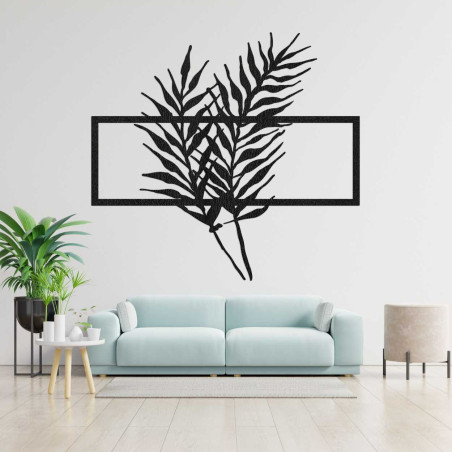 Holzbild mit minimalistischen Blättern im Rahmen - FARN