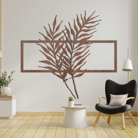 Modernes botanisches Gemälde aus Holz mit einem Motiv exotischer Blätter