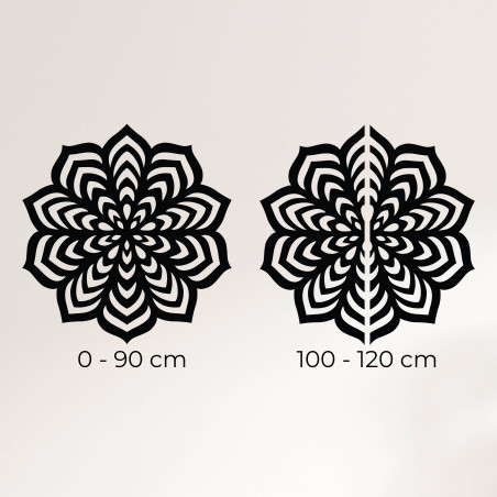 Ein Bild, das die Dekoration an der Wand einfängt, um eine Vorstellung von der Größe und der visuellen Wirkung zu vermitteln.