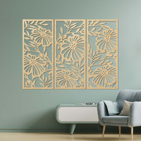 Geometrisches Holzmotiv – moderne Wanddekoration