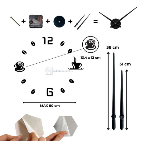 Wanduhr-Aufkleber Kaffee