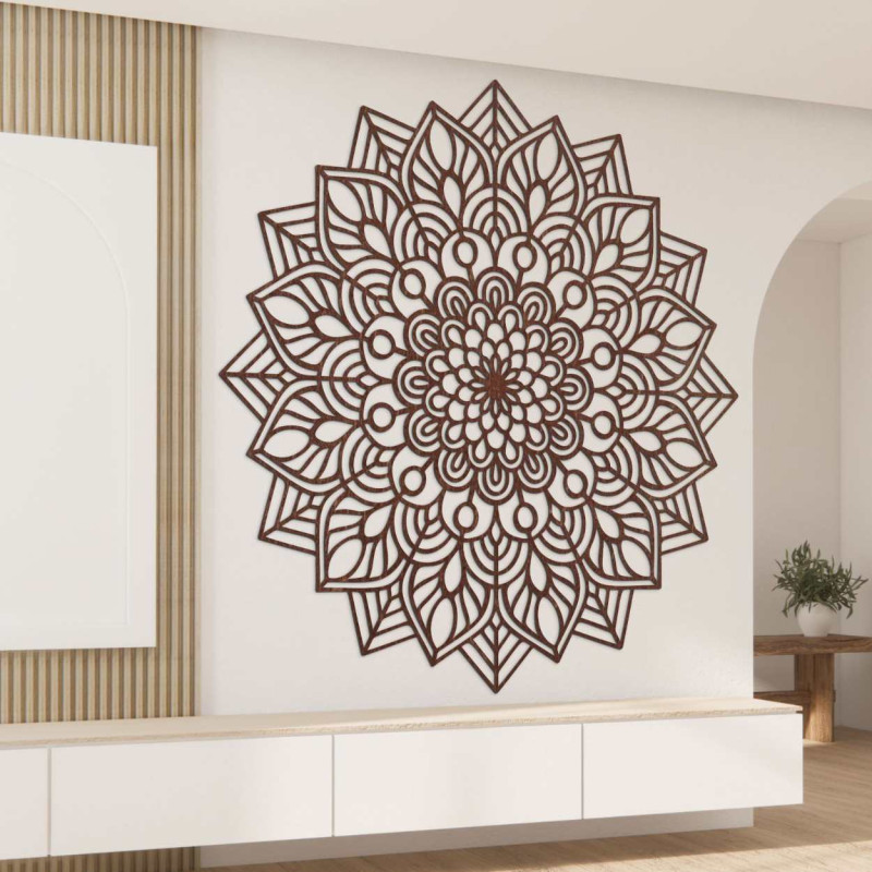 Holzmandala an der Wand – elegante Dekoration