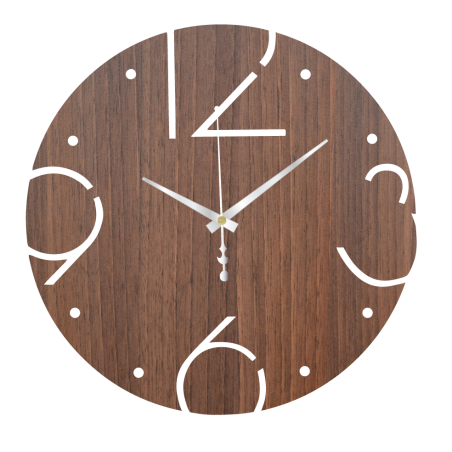 Holzuhr mit einzigartigen geschnitzten Zahlen - SENSON