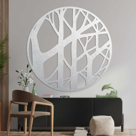 Moderne Wanddekoration mit Baummotiv aus Holz