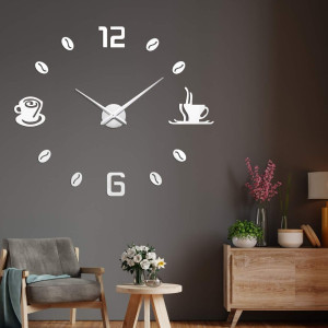 Große, selbstklebende Wanduhr in einem modernen Esszimmer 2