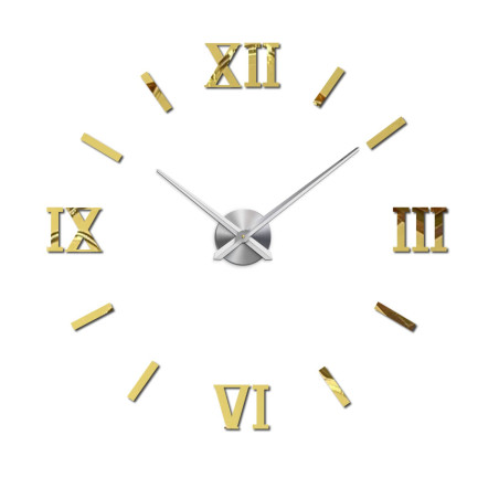 Moderne, selbstklebende römische Wanduhr in Schwarz.