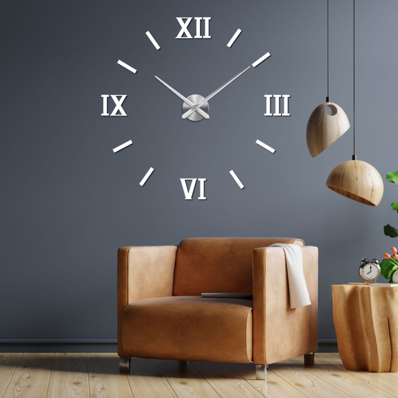 Stilvolle Wanddekoration: Schwarze römische Uhr mit DIY-3D-Effekt.
