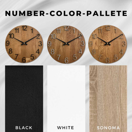 Eine Aufnahme eines Zifferblatts aus Holz mit einem klaren und einfachen Aussehen.