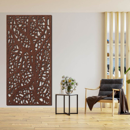 Holzbild mit zartem Blumenmotiv, elegante Wanddekoration für das Wohnzimmer