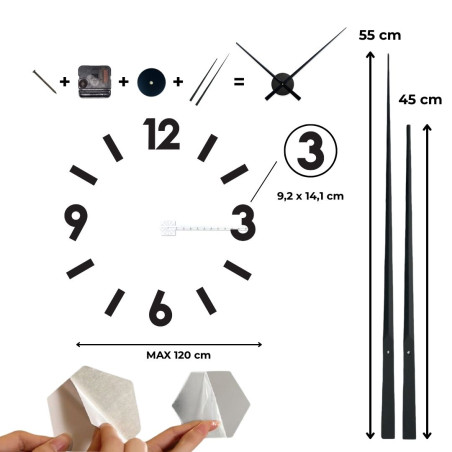Größe Elegante große 3D-Uhr, ein stilvolles Accessoire für das Interieur und ein originelles Geschenk