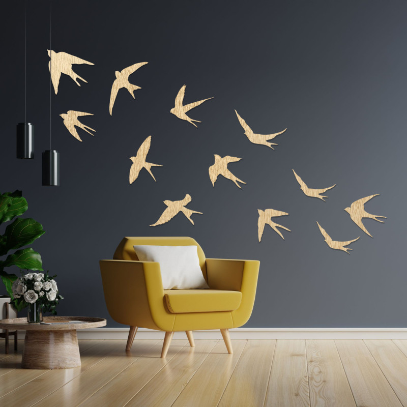 Wanddekorationen aus Holz, fliegende Vögel