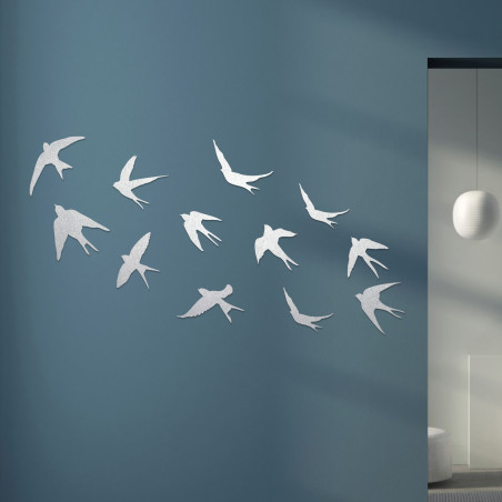 Wanddekoration aus Holz mit fliegenden Vögeln - FLOCK