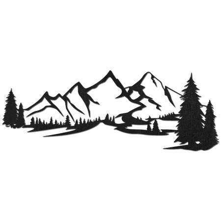 Wanddekoration aus Holz – Bergpanorama