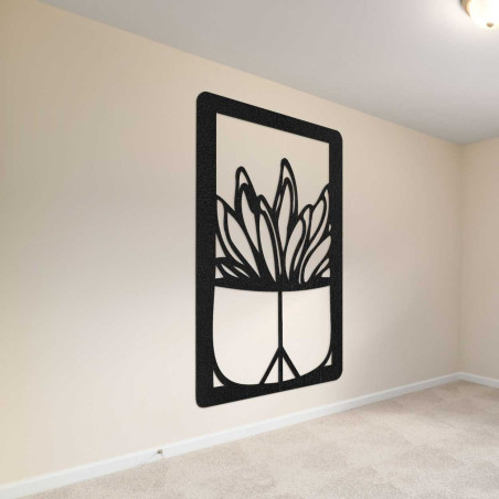 Große Wanddekoration aus Holz mit natürlichem Kaktusmotiv