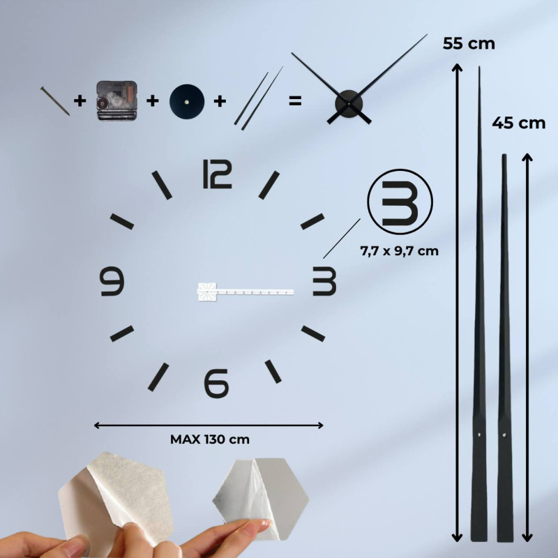 Minimalistische DIY-Uhr an einer Betonwand mit dekorativen roten Vasen