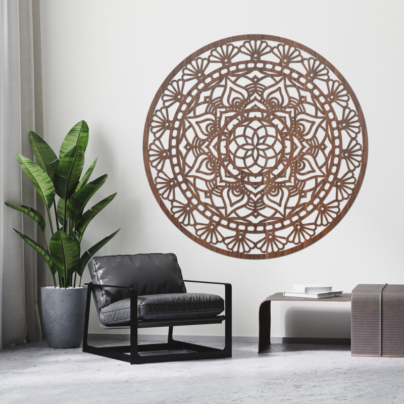 Elegante Mandala-Blume des Lebens aus Holz -...