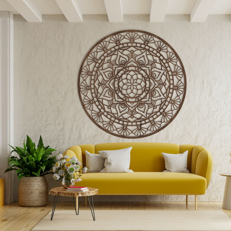 Elegantes Mandala aus Holz, Blume des Lebens -...