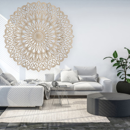 Holzbild. Die Blume des Lebens ist ein Symbol, das Harmonie darstellt.