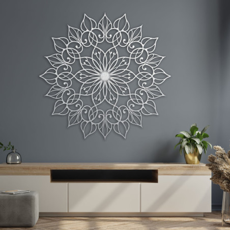 Luxuriöse Mandala-Blumen-Wandkunst – Geschnitztes Ornament