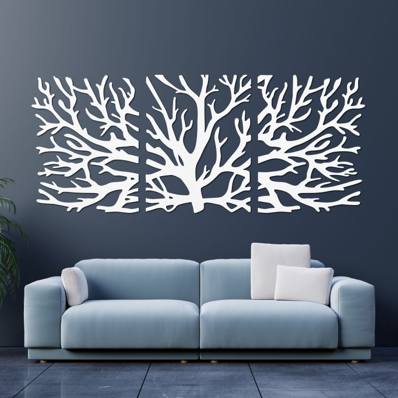 Dreiteiliges Bild von Ästen – Moderne Baumäste an der Wand
