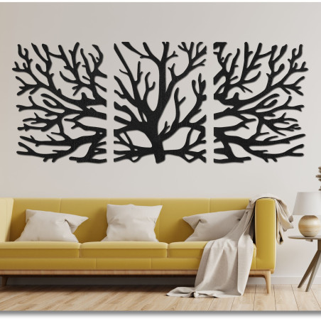 Dreiteiliges Bild aus Ästen – Moderne Baumzweige an der Wand