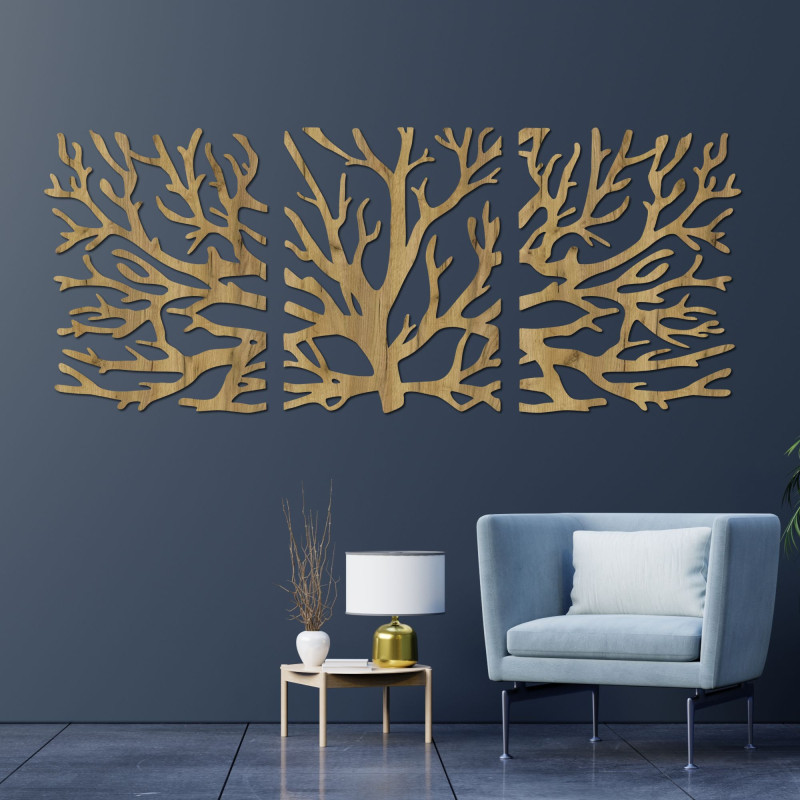 Dreiteiliges Bild von Ästen – Moderne Baumäste an der Wand