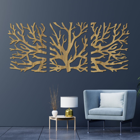 Dreiteiliges Bild von Ästen – Moderne Baumäste an der Wand