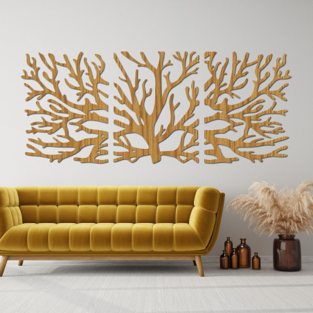 Dreiteiliges Bild aus Ästen – Moderne Baumzweige an der Wand