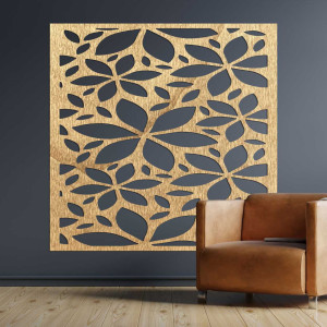 Moderne Holzwandverkleidung mit elegantem Blumenmuster