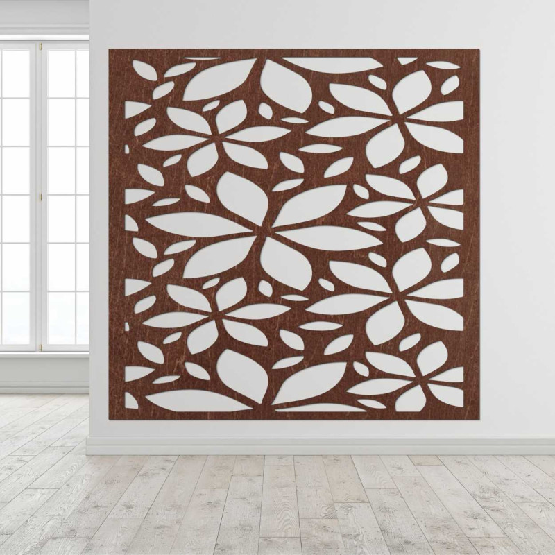 Moderne Holzwandverkleidung mit elegantem Blumenmuster