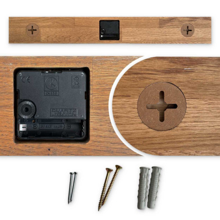 Rustikale Wanduhr aus Eiche - minimalistische skandinavische Holzdekoration - DRORES