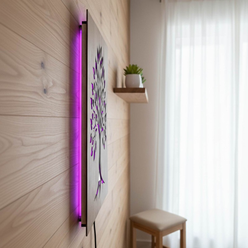 Hinterleuchtetes Holzbild „Baum des Lebens“ LED-Wanddekoration