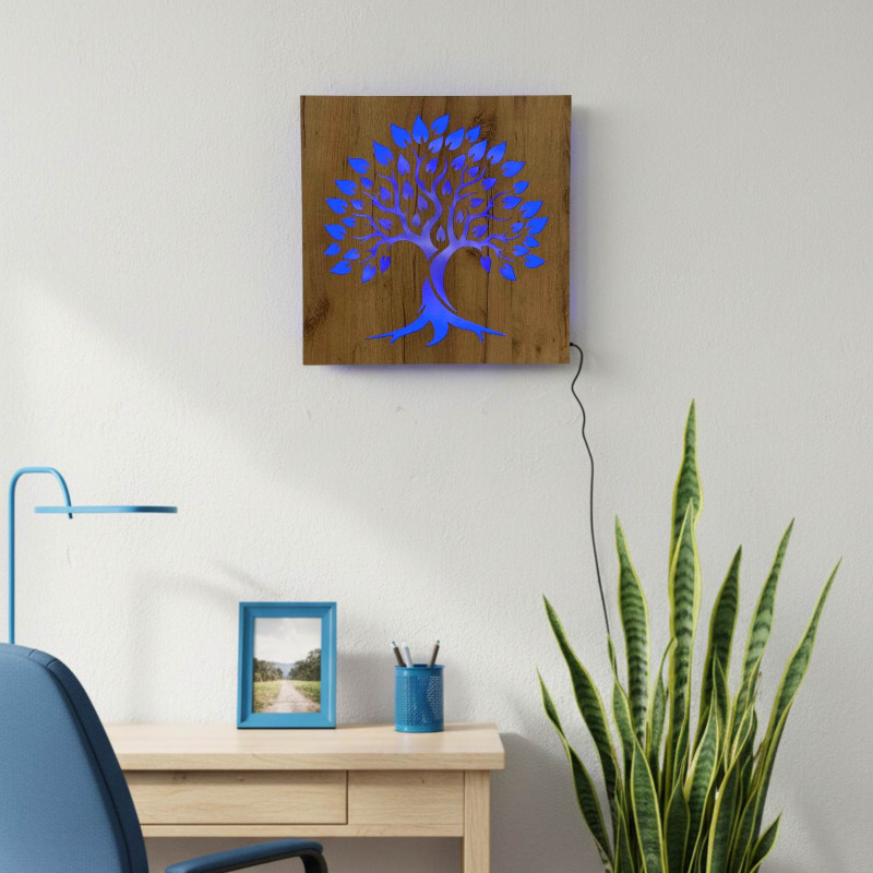 LED-Lichtmalerei Lebensbaum - Holzdekoration mit RGB-LED-Hintergrundbeleuchtung