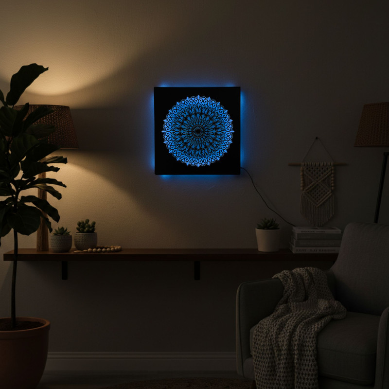 LED-Holzbild Mandala – hinterleuchtetes Mandala...