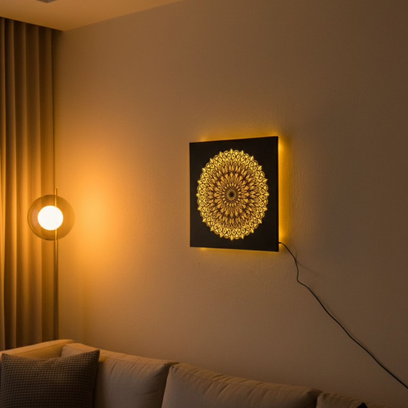 LED-Holzbild Mandala – hinterleuchtetes Mandala...