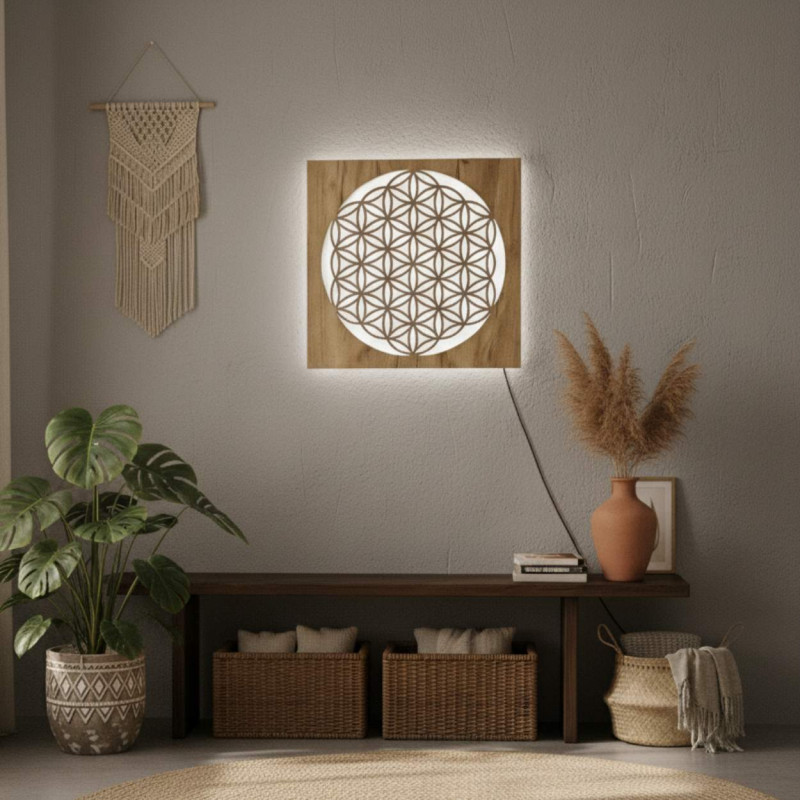 LED-Holzbild Mandala – hinterleuchtetes Mandala