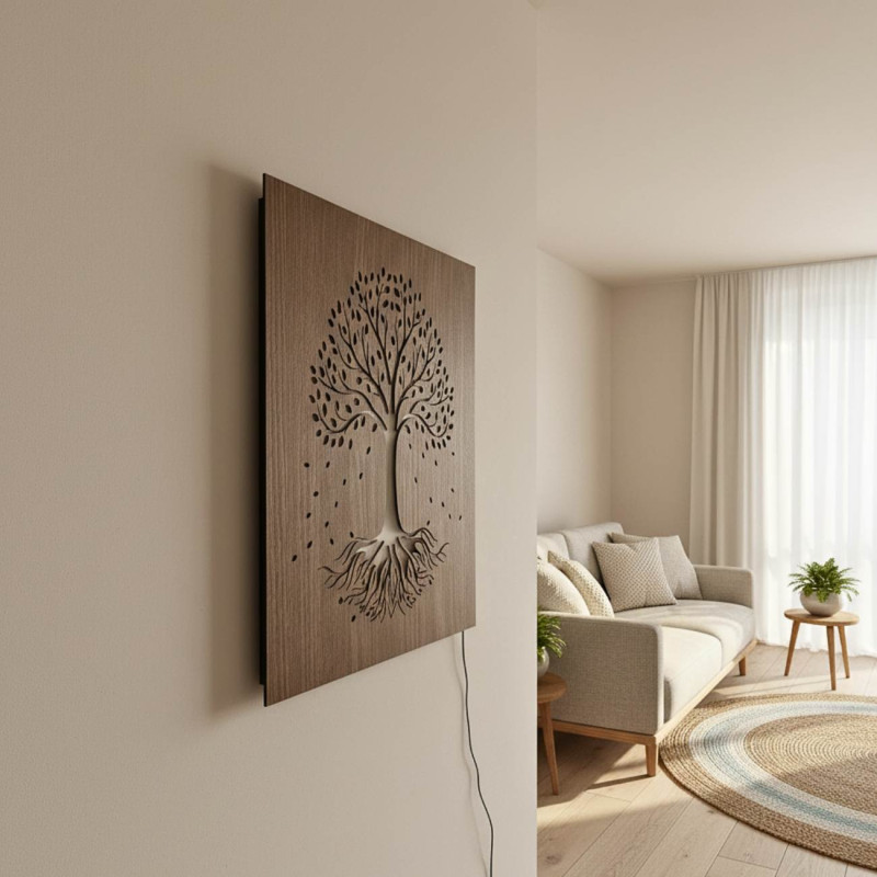 LED-Holzbild „Baum des Lebens“ mit farbenfroher RGB-Hintergrundbeleuchtung